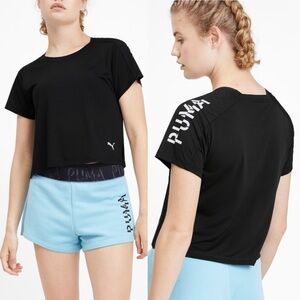 Puma Cropped Short Sleeve Sz XS black activewear
